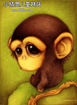 儿童画-委屈的小猴子