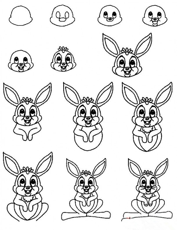 教孩子快速形象的画小兔子