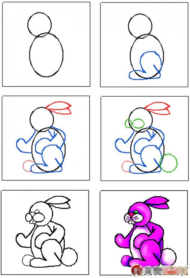 教孩子快速形象的画小兔子