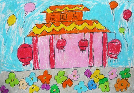 国庆儿童画 红色中国